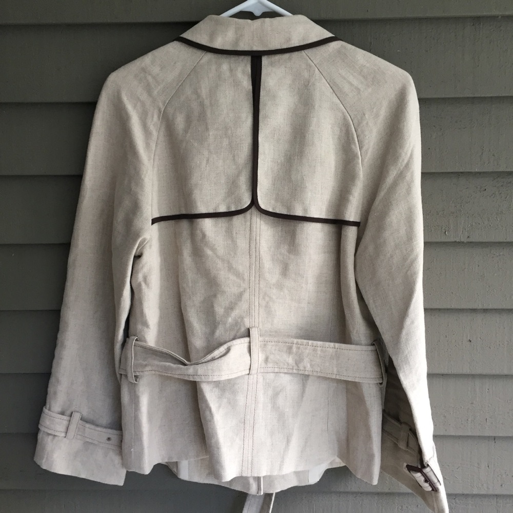 Ann Taylor Loft Stone Safari Belted Jacket 10 - Picture 3 of 6